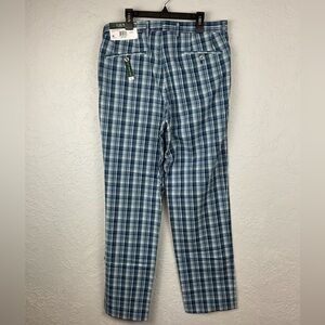 NWT Lauren Ralph Lauren Blue Plaid Flat Front Pant Size 32w x 32l